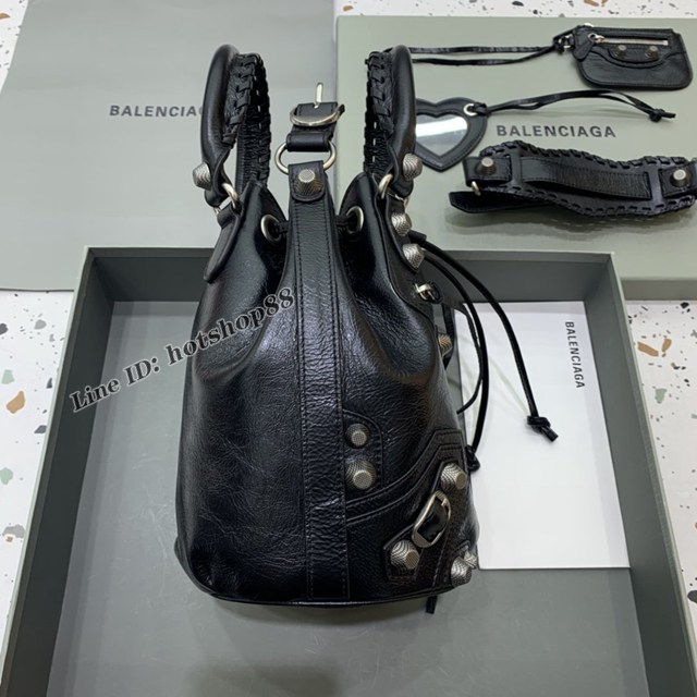 Balenciaga專櫃爆款黑色大號手提包 巴黎世家city水桶包新款機車水桶包 fyj2027